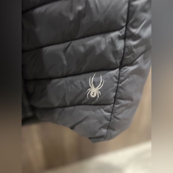 Spyder Girls/ Kids Gray Black Down Puffer Jacket size 12/14 L/XL EUC - Picture 7 of 8